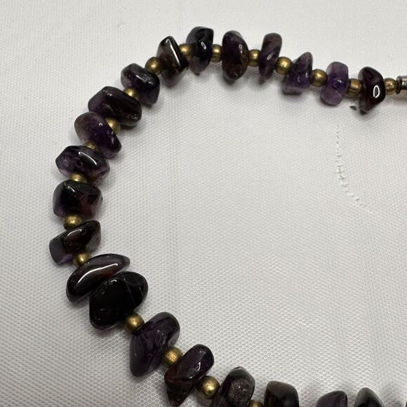 Vintage Amethyst Necklace Polished Gemstone Chip Bead Chunky 18" - Picture 13 of 16
